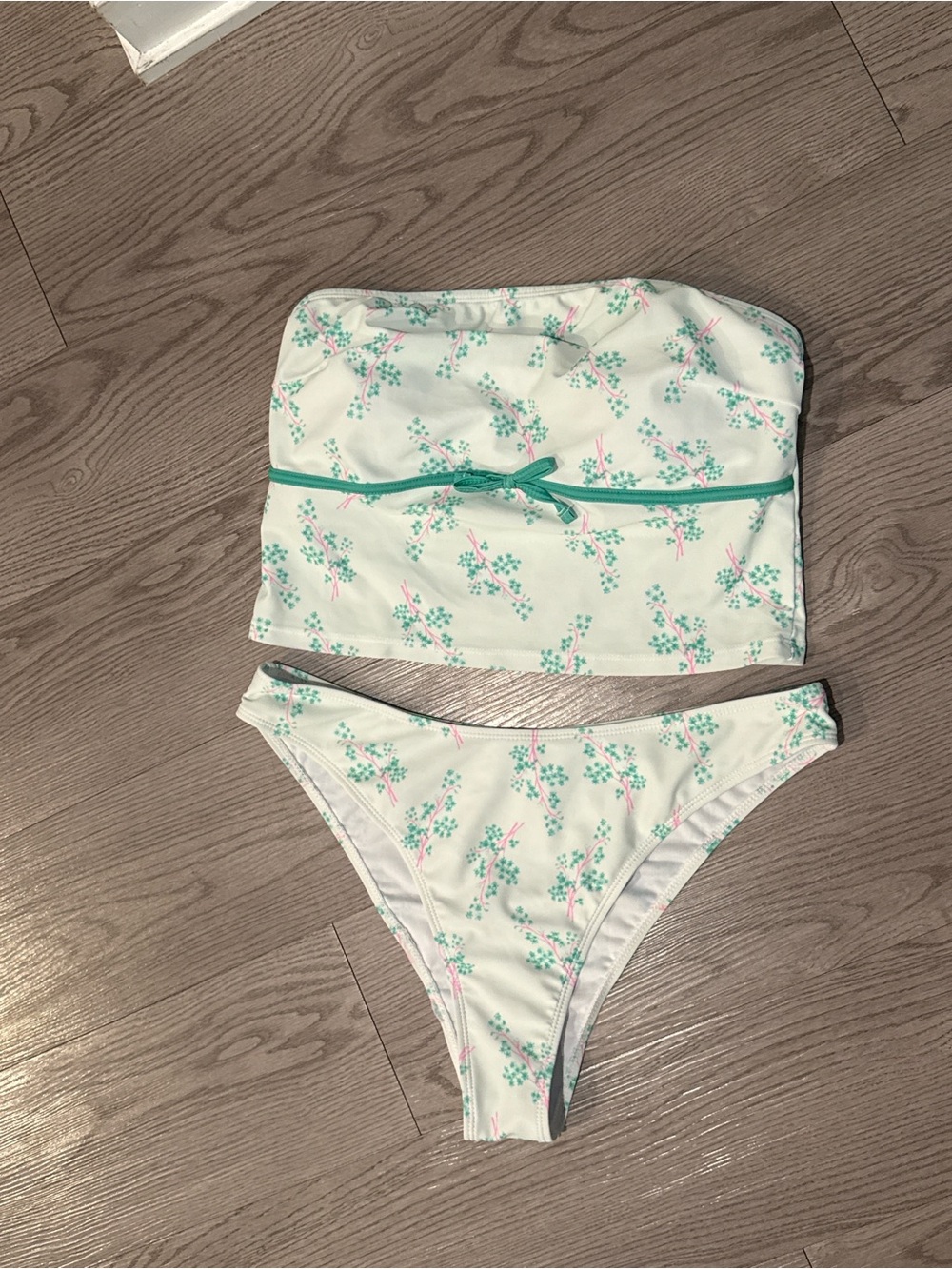 Floral Bikini Set in Cream & Green Like New